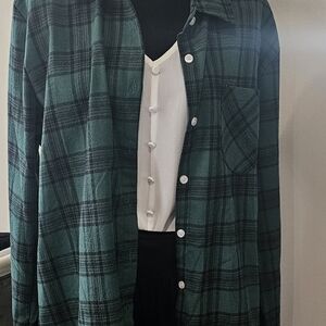 ADORA Dark Green Plaid Shirt Jacket
